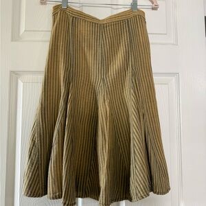 Free People Striped Tan and Brown Midi Skirt